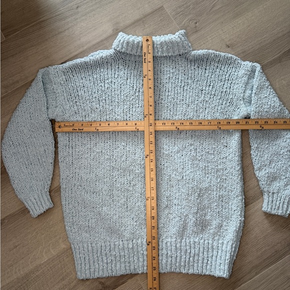 Anthropologie Chunky Knit Turtleneck Sweater Blue Oversized Small - Picture 2 of 7